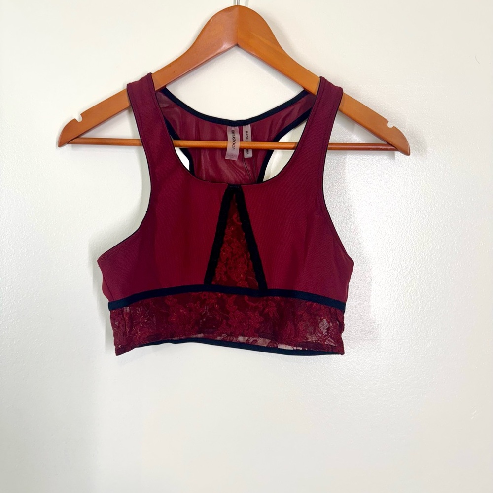 One Teaspoon Red and Black Bralette with Racerback and Lace *NWT*
